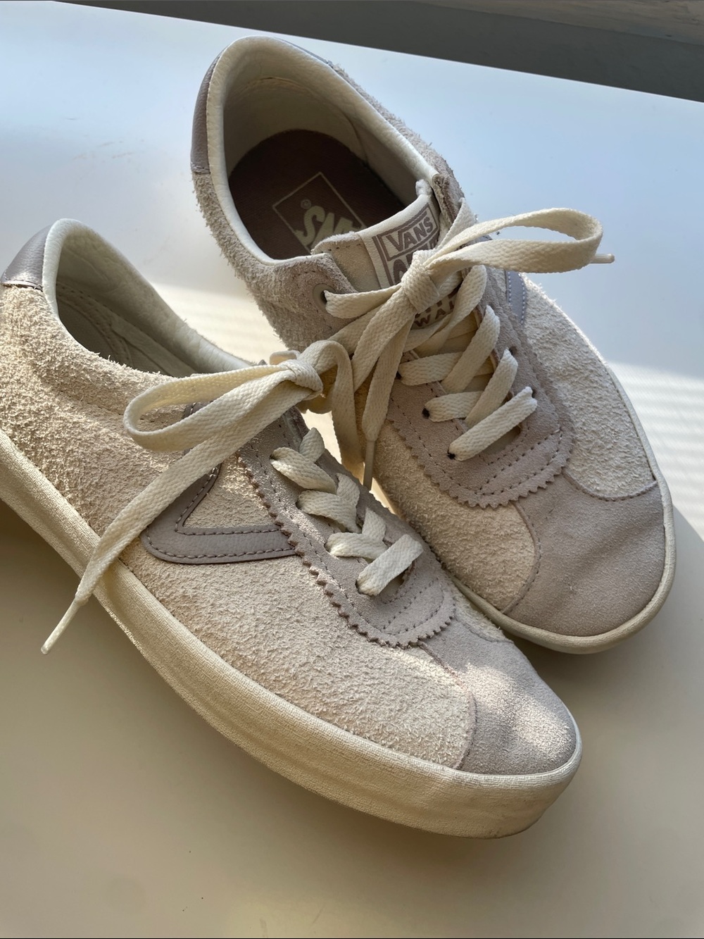 Vans Women's Cream/Beige Suede Low-Top Sneakers